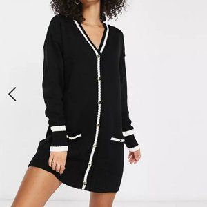 ASOS DESIGN Tall dress with tipped detail in black, Size 2